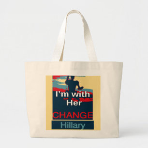 Colourful 2016 I am with her Vote for Hillary USA Large Tote Bag