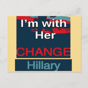 Colourful 2016 I am with her Vote for Hillary USA Postcard