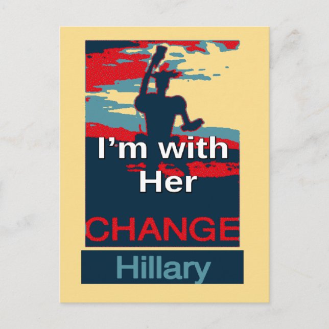 Colourful 2016 I am with her Vote for Hillary USA  Postcard (Front)