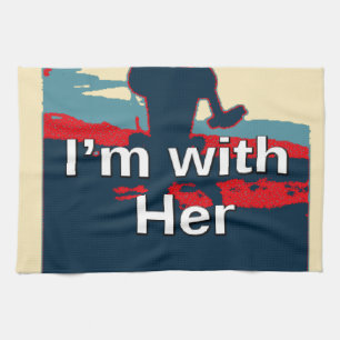 Colourful 2016 I am with her Vote for Hillary USA Tea Towel