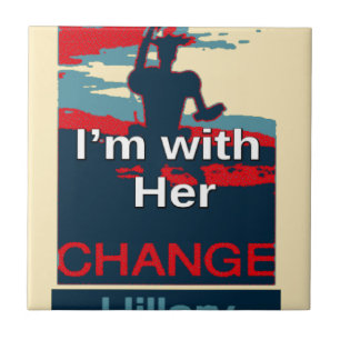 Colourful 2016 I am with her Vote for Hillary USA Tile