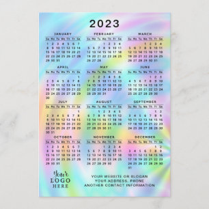 Colourful 2023 Calendar Full Year Faux Holographic Programme
