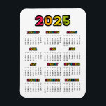 Colourful 2025 calendar magnet<br><div class="desc">A colourful and practical magnetic calendar for the year 2025.</div>