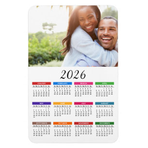 Colourful 2026 Calendar with Your Photo Magnet