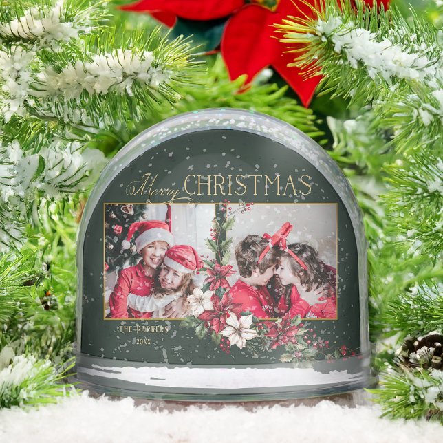 Colourful 2-Photo Poinsettias Snow Globe (Creator Uploaded)