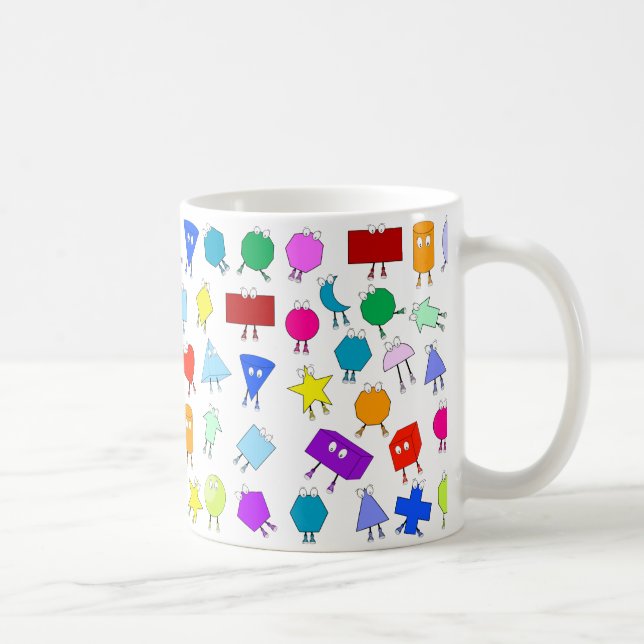 Colourful 2D & 3D Geometric Shapes Pattern for Kid Coffee Mug (Right)