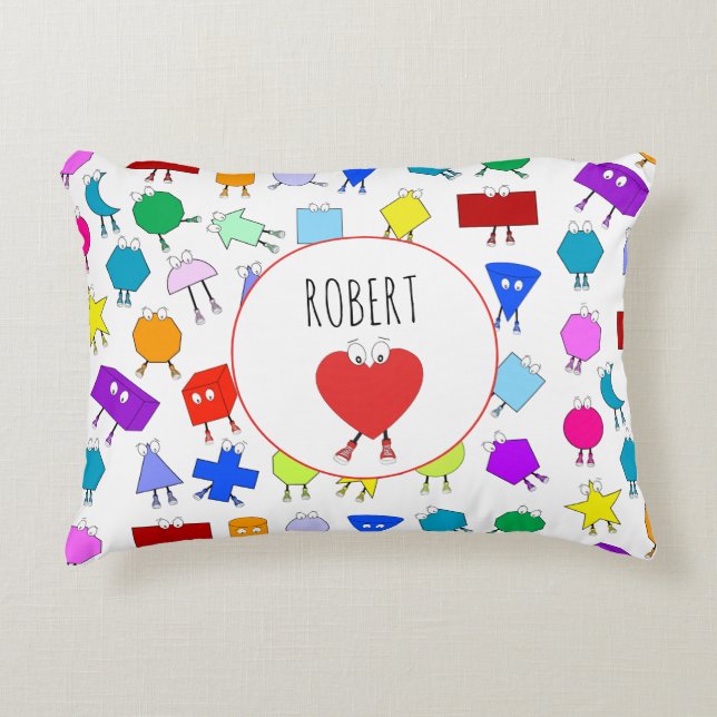 Colourful 2D & 3D Geometric Shapes Pattern for Kid Decorative Cushion (Front)