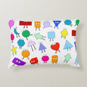 Colourful 2D & 3D Geometric Shapes Pattern for Kid Decorative Cushion