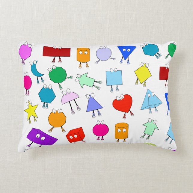 Colourful 2D & 3D Geometric Shapes Pattern for Kid Decorative Cushion (Front)