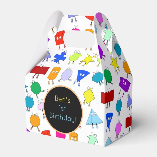 Colourful 2D & 3D Geometric Shapes Pattern for Kid Favour Box (Front Side)