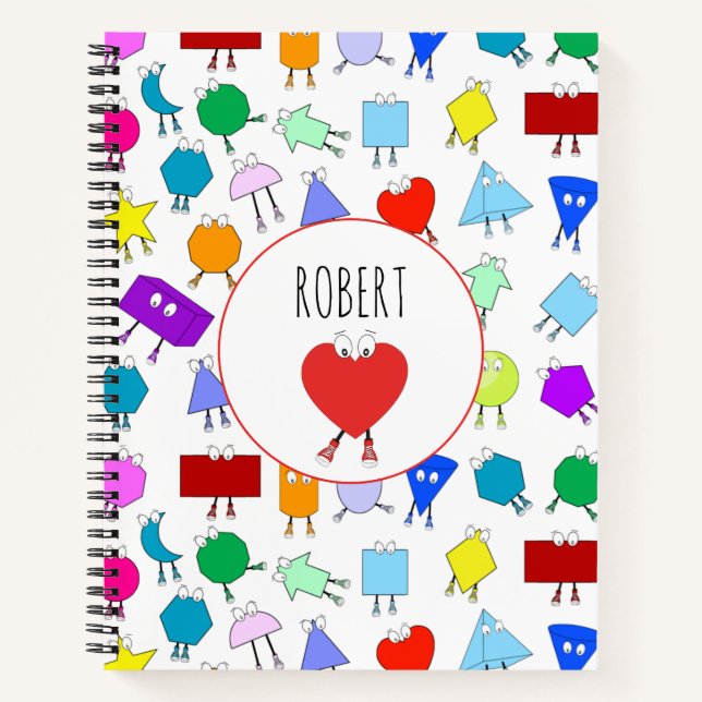 Colourful 2D & 3D Geometric Shapes Pattern for Kid Notebook (Front)