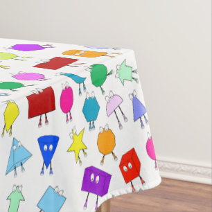 Colourful 2D & 3D Geometric Shapes Pattern for Kid Tablecloth