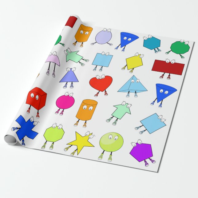 Colourful 2D & 3D Geometric Shapes Pattern for Kid Wrapping Paper (Unrolled)