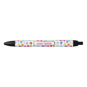 Colourful 2D & 3D Geometric Shapes Pattern Kids Black Ink Pen