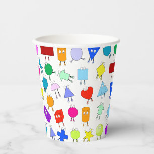 Colourful 2D & 3D Geometric Shapes Pattern Paper Cups