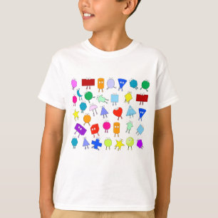 Colourful 2D & 3D Geometric Shapes Pattern T-Shirt