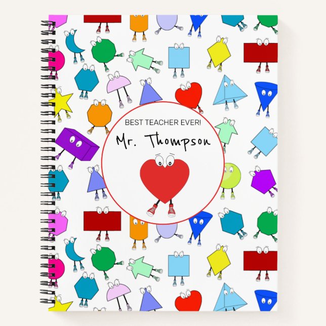 Colourful 2D & 3D Geometric Shapes Teacher Gift Notebook (Front)