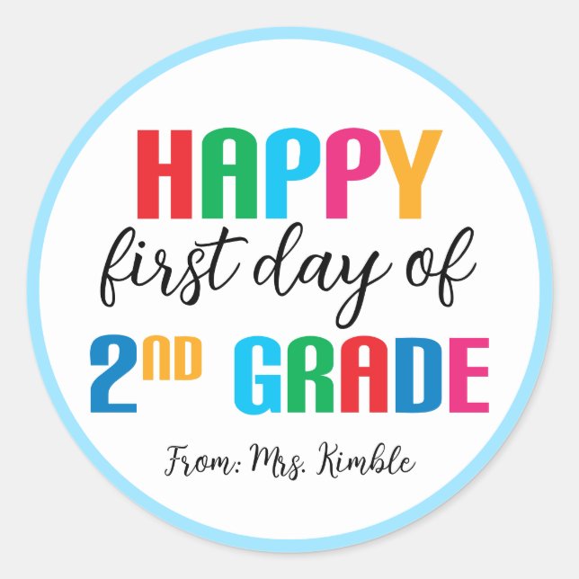 Colourful 2nd Grade School Sticker (Front)