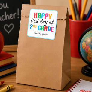 Colourful 2nd Grade School Sticker (Square)