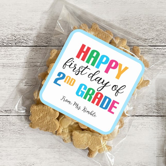 Colourful 2nd Grade School Sticker (Square) (Creator Uploaded)