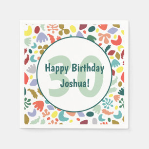 Colourful 30th Birthday Custom Napkin