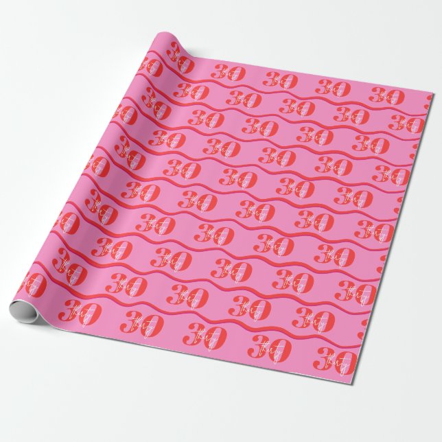 Colourful 30th Birthday Gift Wrap (Unrolled)