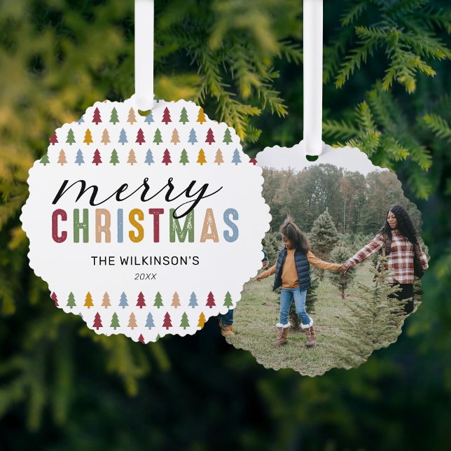Colourful 3 Photo Merry Christmas Tree Decoration Card (Creator Uploaded)