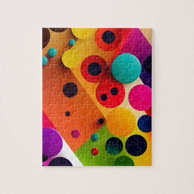 Colourful 3D Abstract Geometric Jigsaw Puzzle (Vertical)