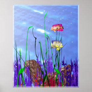 Colourful 3d Angelfish Poster