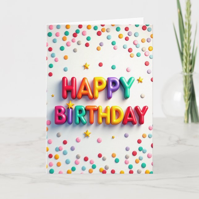 Colourful 3D Birthday Card (Front)