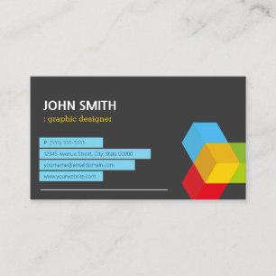 Colourful 3D Cube Logo - Creative Modern Dark Business Card