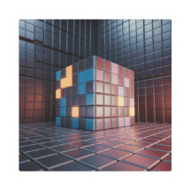 Colourful 3D Cubes Metal Print