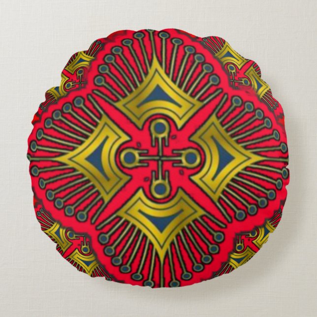 Colourful 3D Digital Design Round Throw Pillow (Front)
