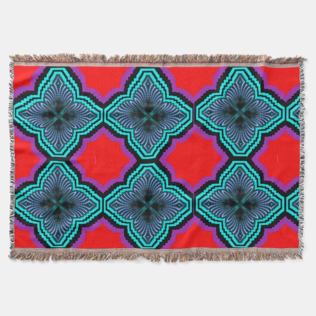 Colourful 3D Digital Design Throw Blanket (Front)