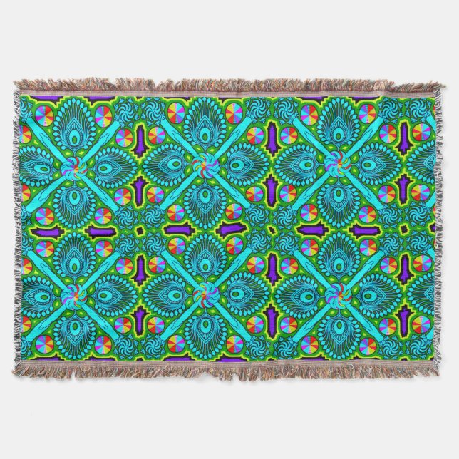 Colourful 3D Digital Design Throw Blanket (Front)