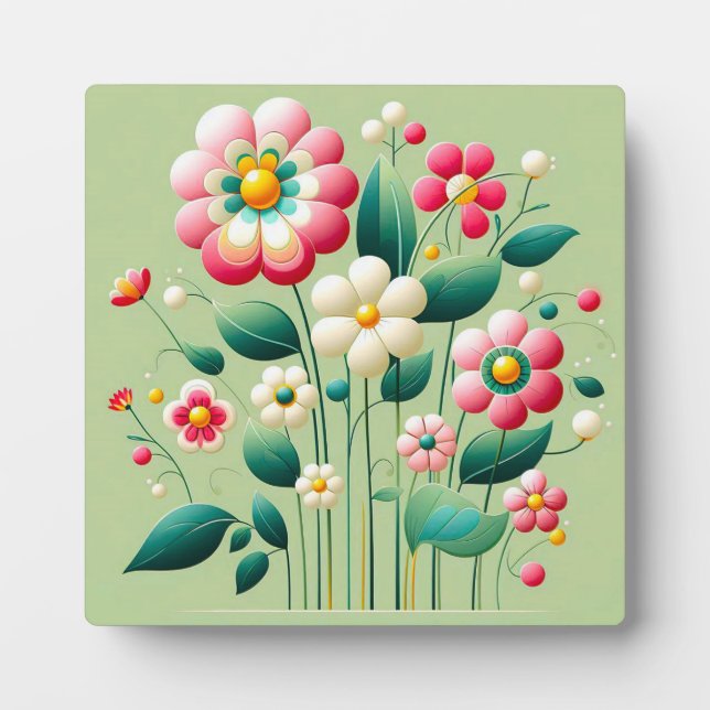 Colourful 3d flowers plaque (Front)