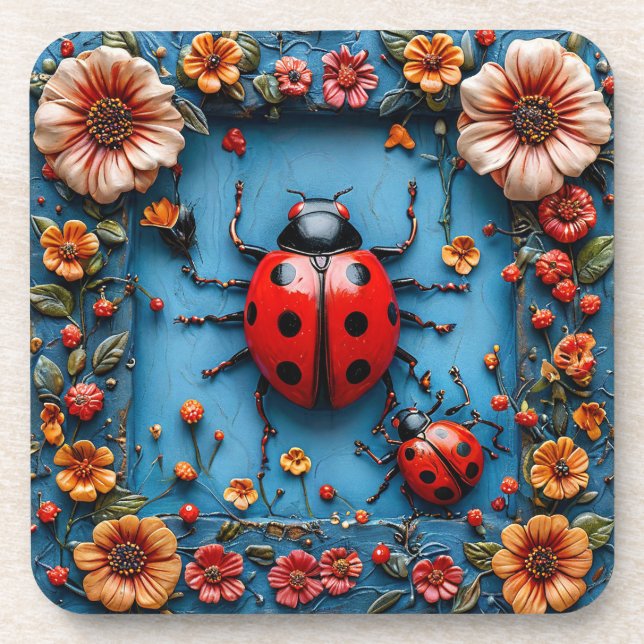 Colourful 3d ladybug coaster (Front)