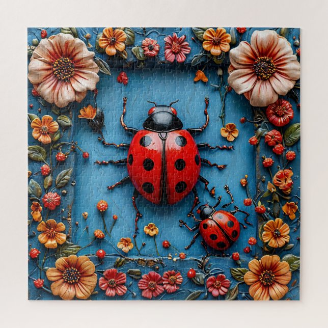 Colourful 3d ladybug jigsaw puzzle (Vertical)