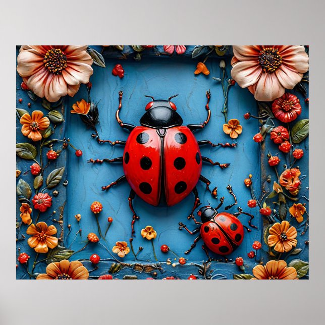 Colourful 3d ladybug poster (Front)