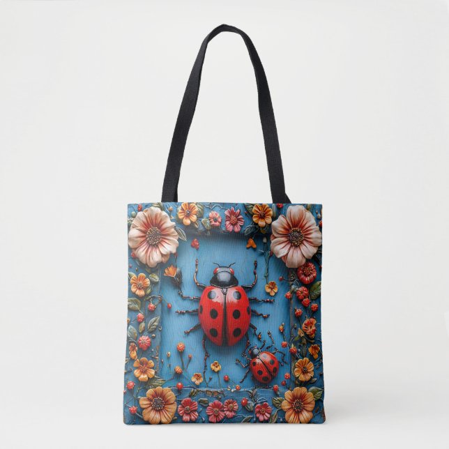 Colourful 3d ladybug tote bag (Front)