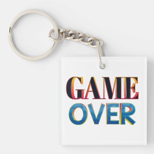 colourful 3D letters on a white square background Key Ring (Front)