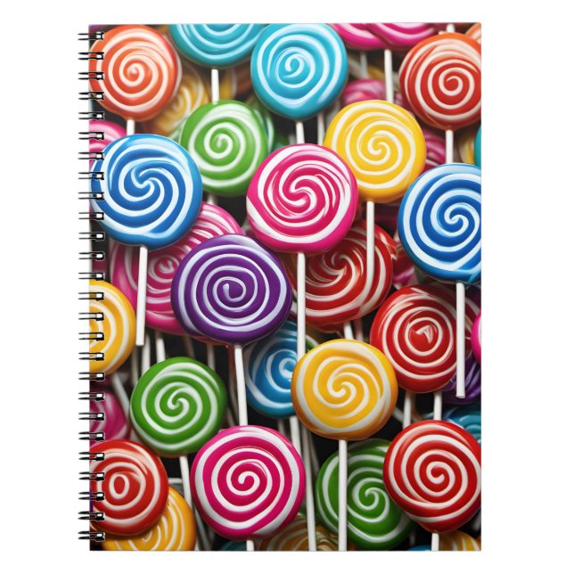 Colourful 3D Lollipops Pattern Notebook (Front)