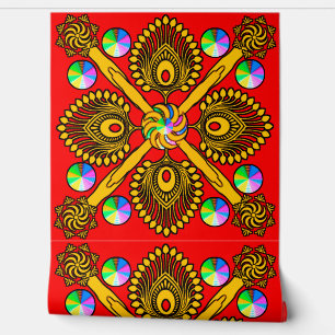 colourful 3D wallpaper, digital wall art, peel and