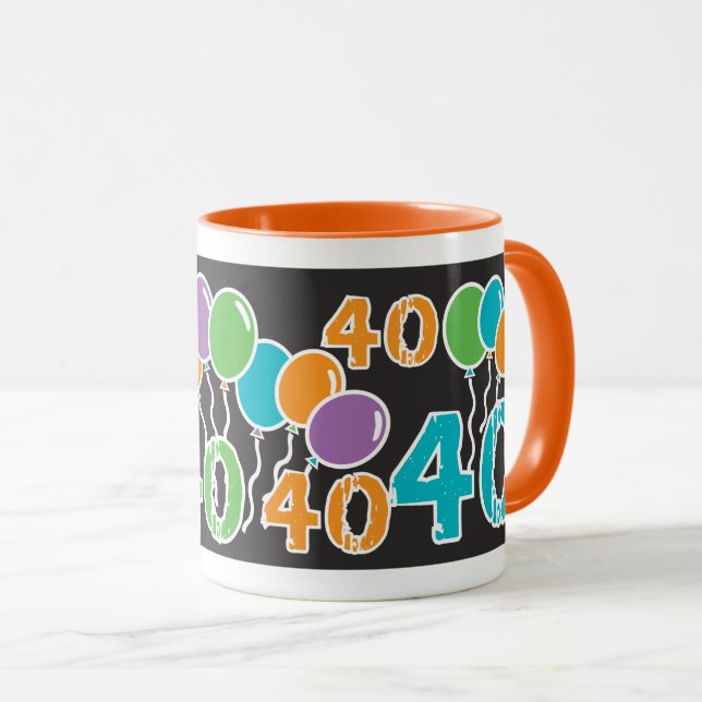 Colourful 40th Birthday Mug (Front Right)