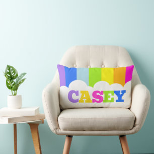 Colourful 5 letter name rainbow cloud  lumbar cushion