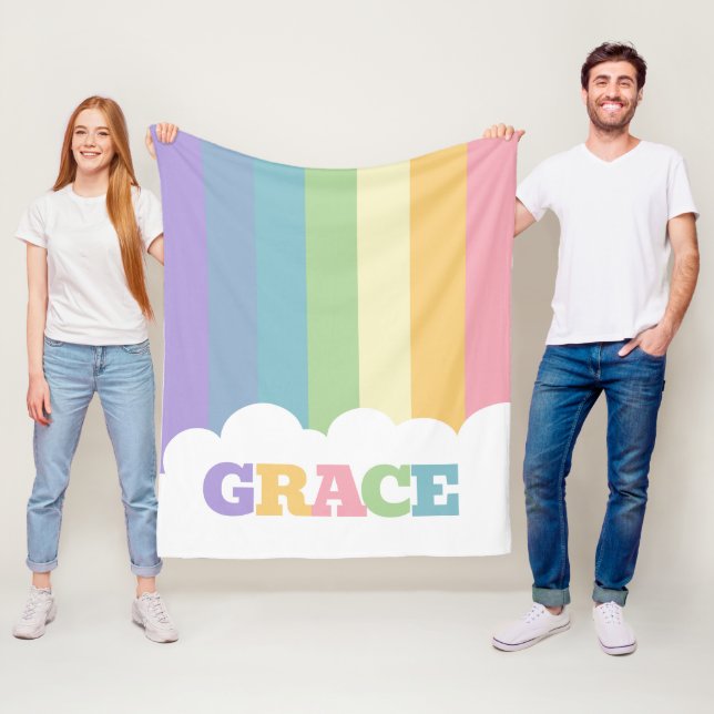 Colourful 5 letter name rainbow earth tones cloud  fleece blanket (In Situ)