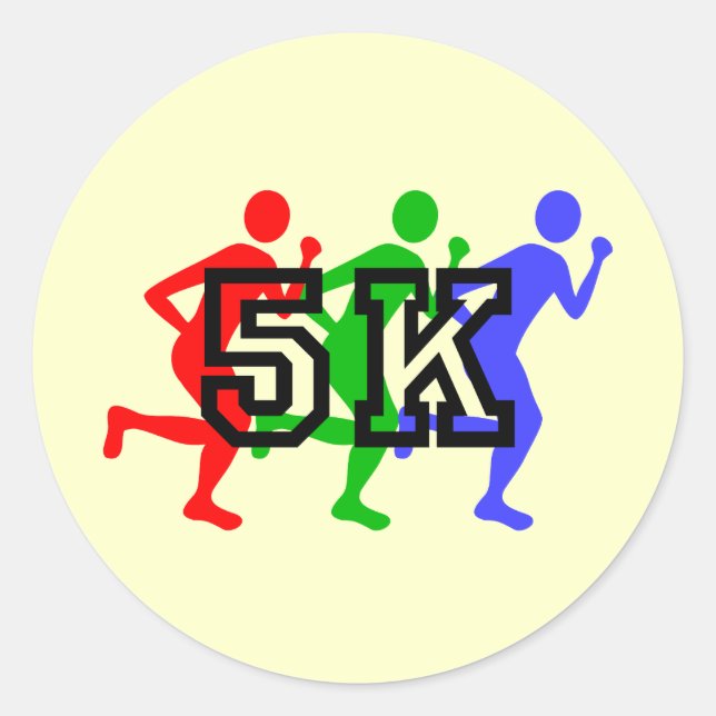 Colourful 5K runners Classic Round Sticker (Front)