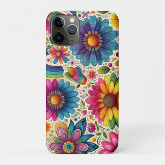 Colourful 60s Flower Power Botanical iPhone 11 Pro Case