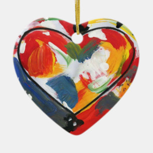 colourful 60s peter max style Heart ornament