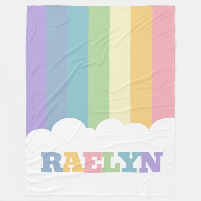 Colourful 6 letter name rainbow earth tones cloud fleece blanket (Front)